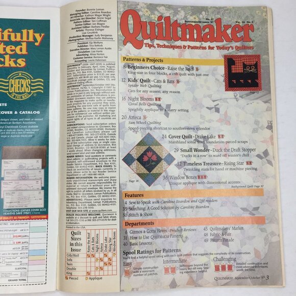 Quiltmaker Magazine September October 1997 No 57 Quilt Patterns Designs Cats Bat - Picture 2 of 12